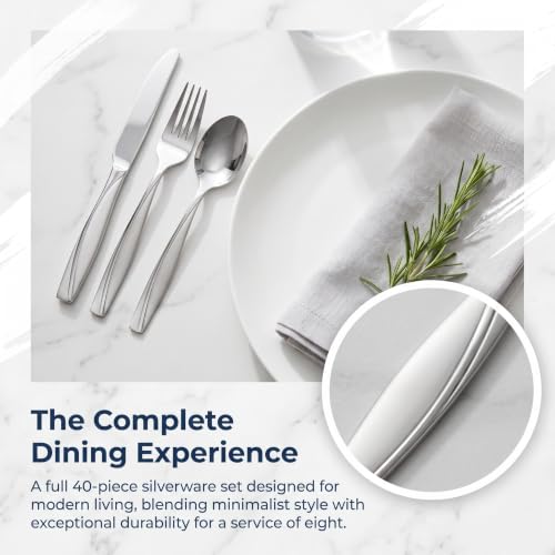 40 Piece Stainless Steel Silverware Set for 8 (40 Count)