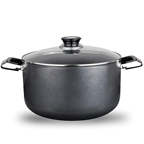 10 Quart Non stick Stock Pot with Tempered Glass Lid and Carrying Handles