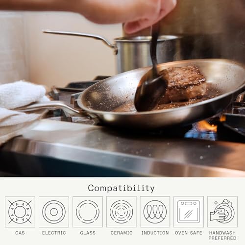 Cookware - 10-Inch Stainless Steel Frying Pan - 5 Ply Stainless Clad - Professional Cookware - Crafted in USA - Induction Compatible