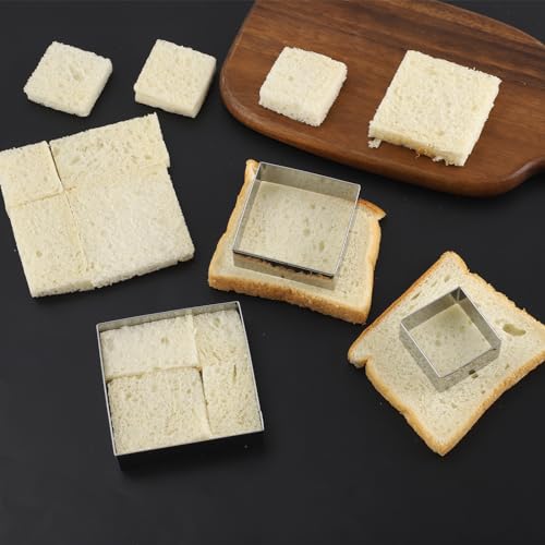Square cookie cutters ANCKNE Stainless Steel Rectangle Biscuit Molds Square Pastry Molds Fondant Cake Cookie Cutter Set (4 Count)