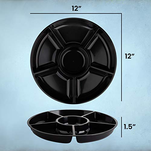 6 Sectional Round Plastic Serving Tray (2 Count)