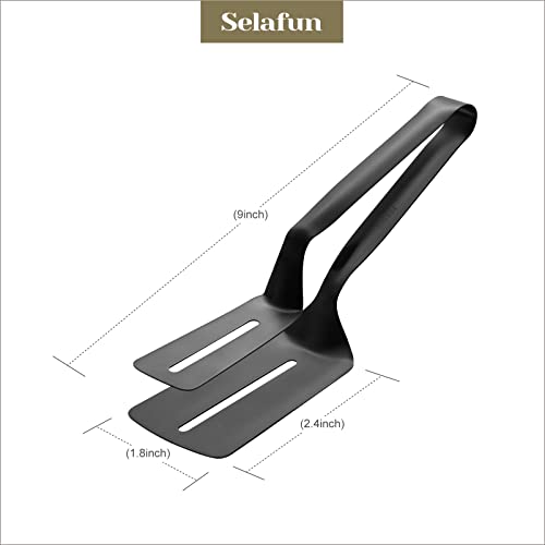 Kitchen Tongs Steak Clamp Bread Tongs 10 inch Double Spatula Tongs Clip Pizza Clamp Stainless Slotted Multi