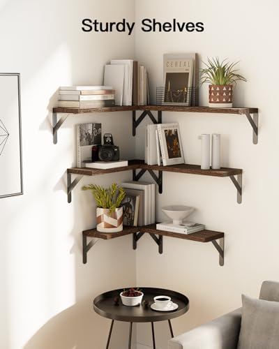 Amada Solid Paulownia Wood Wall Shelves (6 Count)