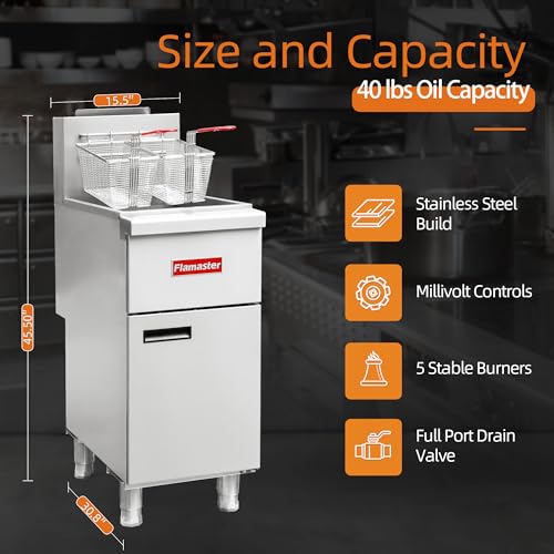 Commercial Gas Floor Fryer with 2 Baskets