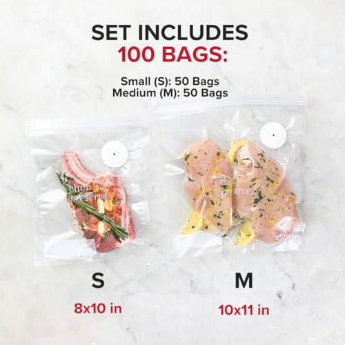 Reusable Vacuum Sealer Bags for Food (100 Count)