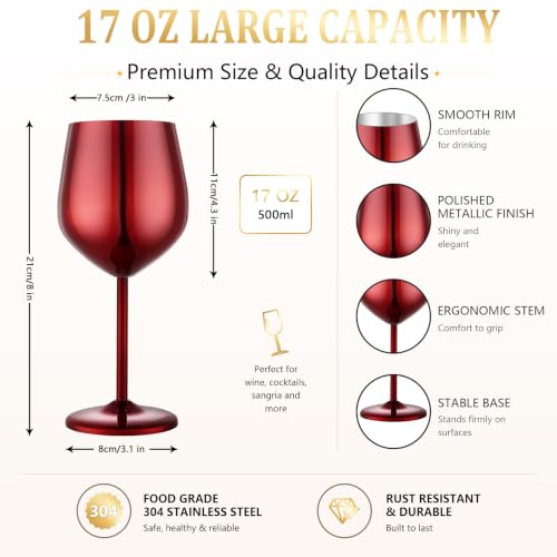 Unbreakable Stainless Steel Wine Glasses Set of 4 (4 Count)
