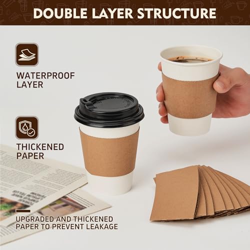 12 oz Disposable Paper Coffee Cups (100 Count)
