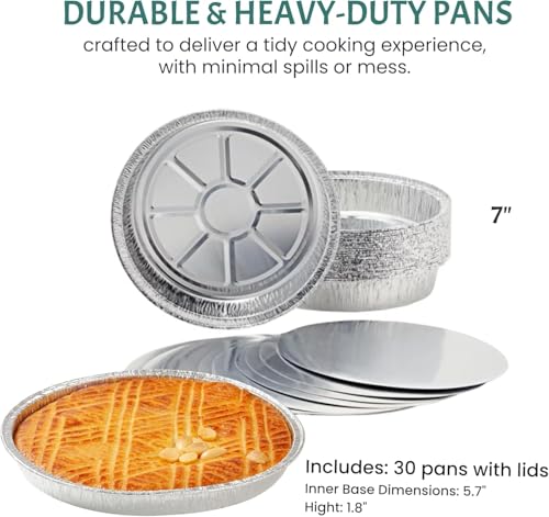 Round Aluminum Pans with Lids (30 Count)