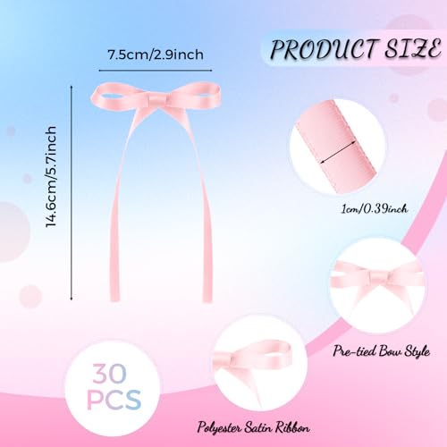 30 Pack Pink Blue Bow Cake Toppers Ribbon Bows for Cake (30 Count)