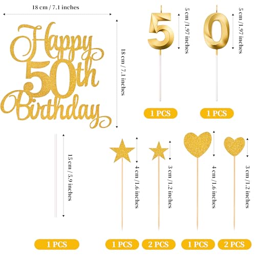 50th Birthday Cake Decorations (9 Count)