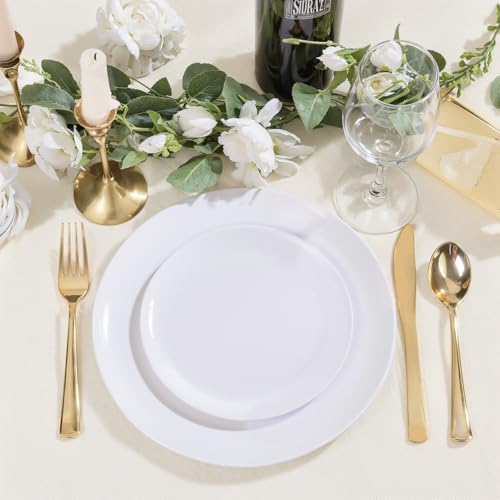 200 Pieces White Plastic Plates Disposable (200 Count)
