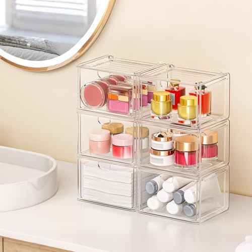 6 Pack Stackable Acrylic Storage Drawers (6 Count)