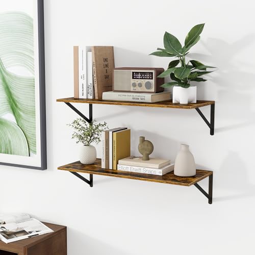 28W x 12D Deep Floating Shelves Set of 2 Rustic Brown (2 Count)
