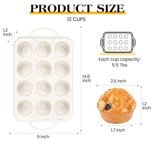 12 Cups Silicone Muffin Pans for baking with Metal Frame