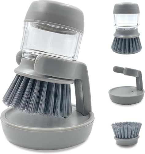 Soap Dispenser Palm Dish Brush with Storage Bracket