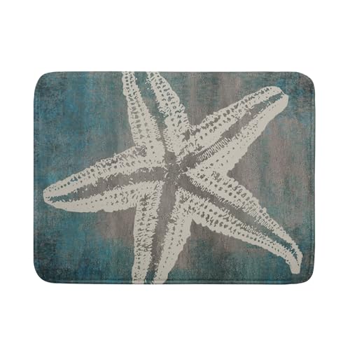 Vintage Starfish Dish Drying Mat Coastal Beachy Nautical Drainer Rack Mat 18"x24" Absorbent Washable Dish Dry Pad for Kitchen Counter Sink
