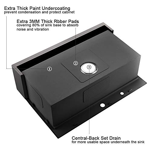 30 Inch Black Farmhouse Kitchen Sink Drop In