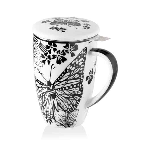 Sweejar Porcelain Tea Infuser Mug with Lid
