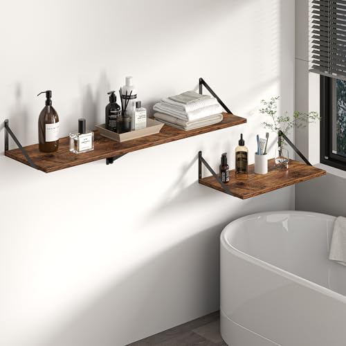 20W x 12D Deep Floating Shelves Set of 2 Rustic Brown (2 Count)