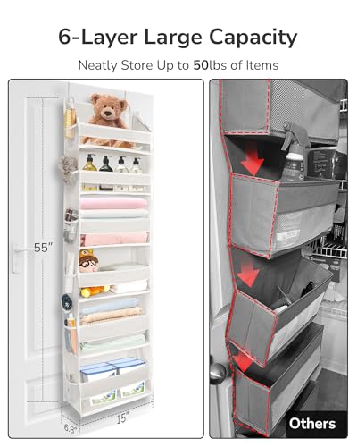 2 Pack Over The Door Organizer with 6 Large Pockets 12 Side Pockets (2 Count)