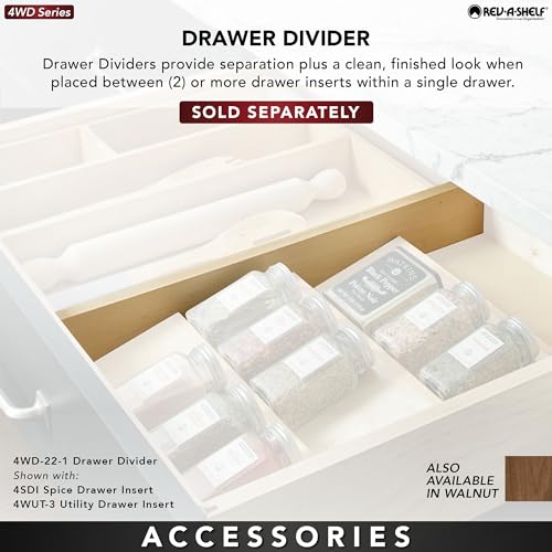 Trim-to-Custom-Fit Silverware Drawer Organizer For Kitchen Utensils, Cutlery Cabinet Storage Divider Insert, 23.98 x 21.97 In, Maple Wood, 4WUT-3