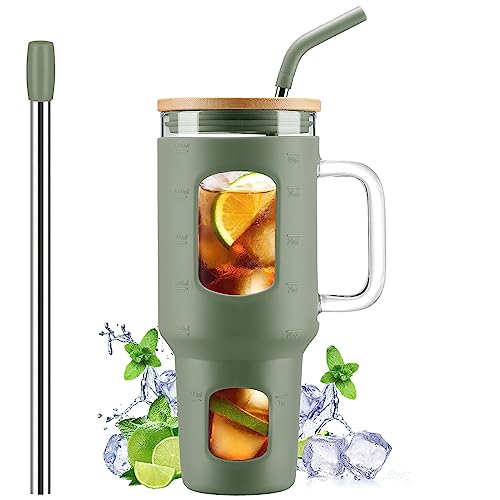 Glass Tumbler with Straw and Lid