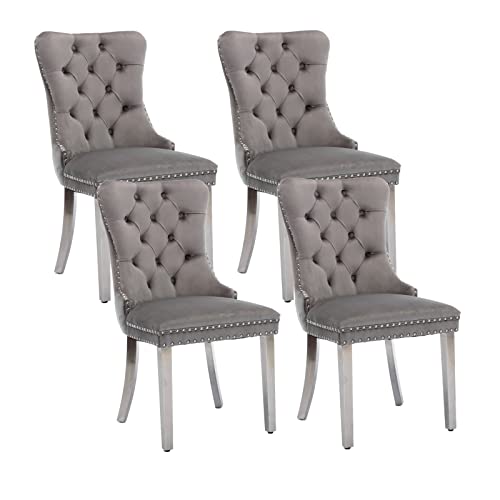 Grey Velvet Dining Chairs Set of 4 (4 Count)