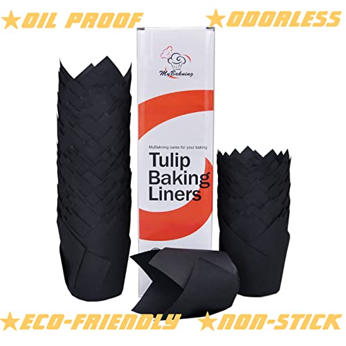 Black color Large size Tulip Baking Cups 2 (130 Count)