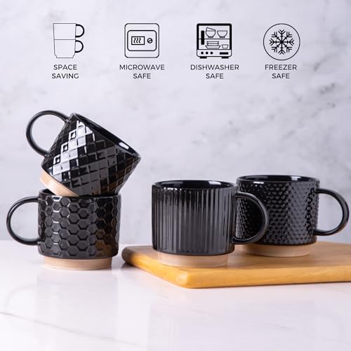12 OZ Stackable Coffee Mugs Set of 6 (6 Count)