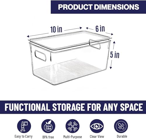 Clear Plastic Storage Bins with Lids (8 Count)