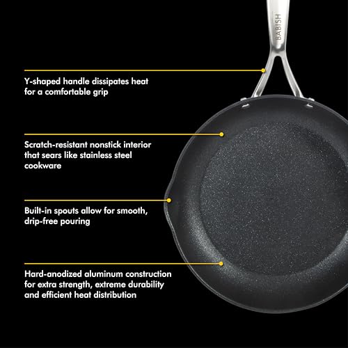2 Piece 8 and 10 Inch Fry Pan Hard Anodized Laser Titanium Forever Non Stick Technology Durable Frying Pans Set (2 Count)