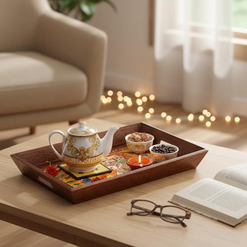 Hand Painted Wooden Serving Tray Set of 3 (3 Count)