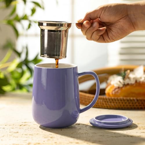 20 oz Porcelain Tea Mug with Infuser and Lid