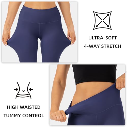 High Waist Butt Lifting Leggings for Women Buttery Soft Breathable Yoga Pants with Hidden Pocket Tummy Control Gym Navy