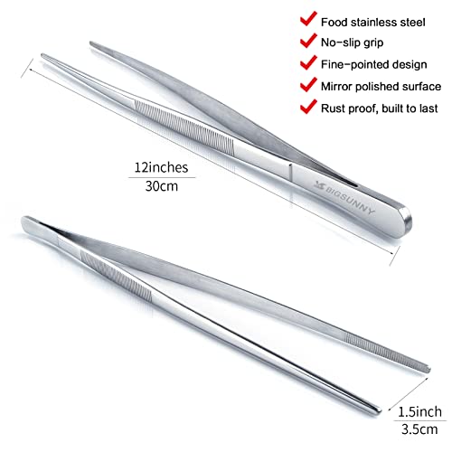 12 Inch Kitchen Tweezers Fine Tweezer Tongs