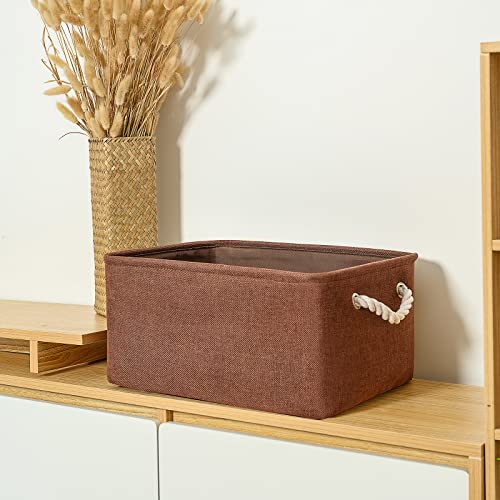 Decorative Basket Rectangular Fabric Storage Bin Organizer Basket with Handles for Clothes Storage (3 Count)