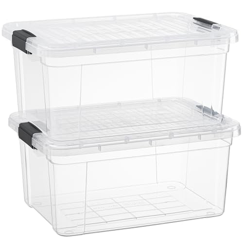 11 Quart Clear Plastic Storage Boxes with Lids (2 Count)