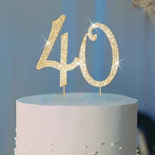 Gold Cake Topper 40th Birthday Decorations Women 40th Birthday Cake Topper