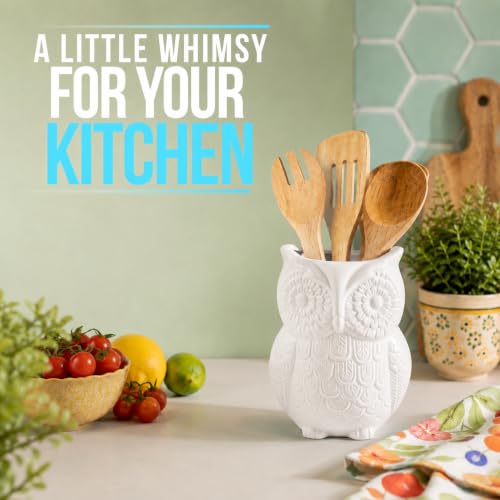 White Owl Utensil Holder
