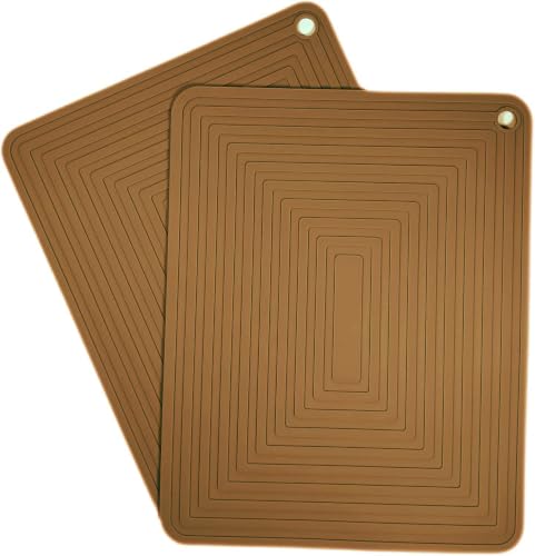 Brown Silicone Trivets Mats Set 2 for Hot Dishes