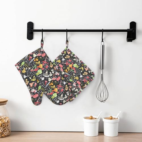 Fresh Mushroom Oven Mitts and Pot Holders Sets of 4 (4 Count)