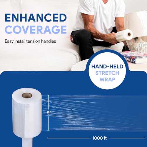 5" Plastic Stretch Wrap with Handles (12 Count)