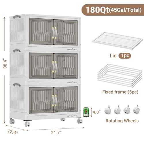 180Qt Stackable Storage Bins with Lid (3 Count)