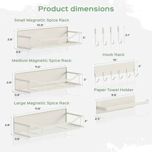 5 Pack Multifunctional Magnetic Shelves for Refrigerator Spice Rack & Washing Machine Organize (5 Count)