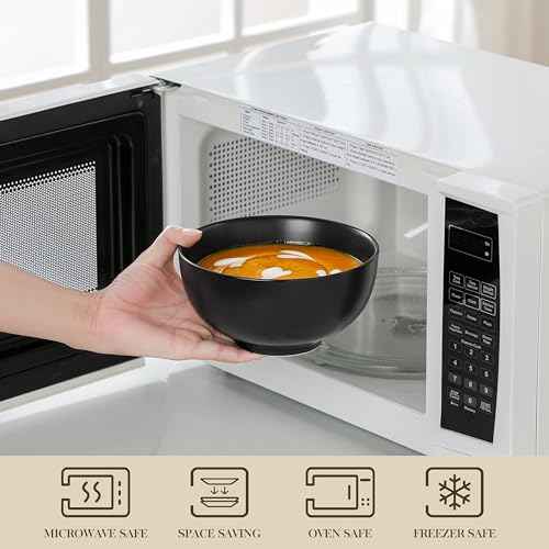 26 Oz Black Ceramic Bowls Set of 6 (6 Count)