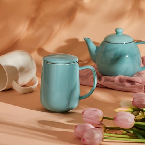 20 OZ Porcelain Tea Mug with Infuser and Lid
