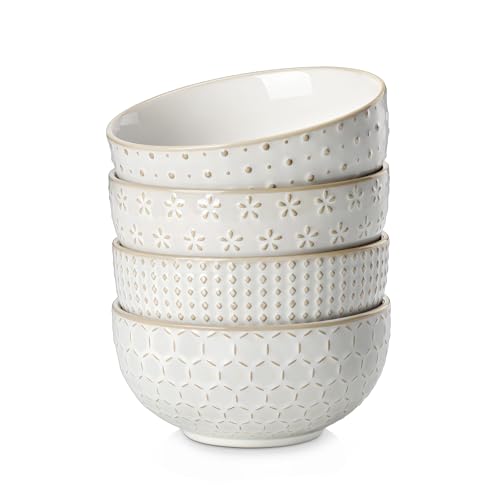 Cereal Bowls 30 Ounce Ceramic Soup Bowl for Kitchen (4 Count)