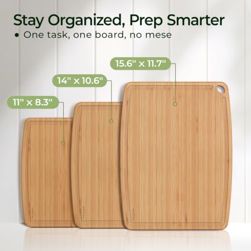 Dishwasher Safe Bamboo Cutting Boards Durable Lightweight Wood Cutting Board for Busy Kitchen (3 Count)