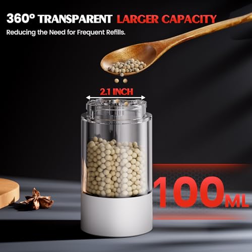 Electric Salt and Pepper Grinder Set Automatic Battery Pepper Mill Shakers Kitchen Gadgets Adjustable Coarseness Upgraded Larger Capacity with Led Birthday Gifts for Women