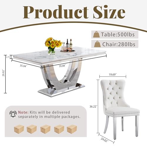 Marble Dining Table Set for 4